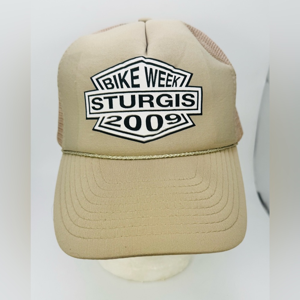 Sturgis Bike Week 2009 Trucker Hat SnapBack Mesh Foam Tan Nissin Cap